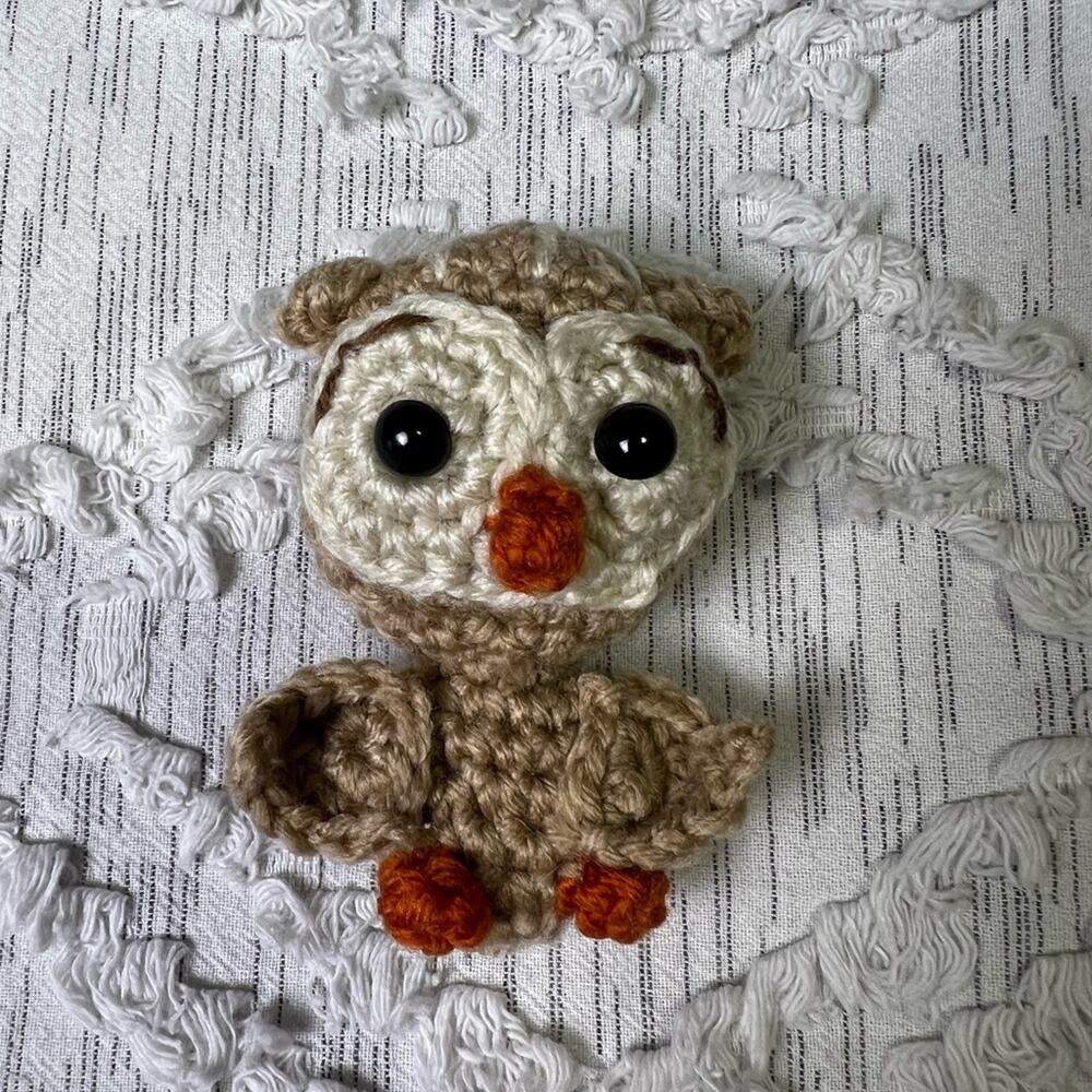 Handcrafted Crochet Baby Owl Miniature Small Shelf Sitter